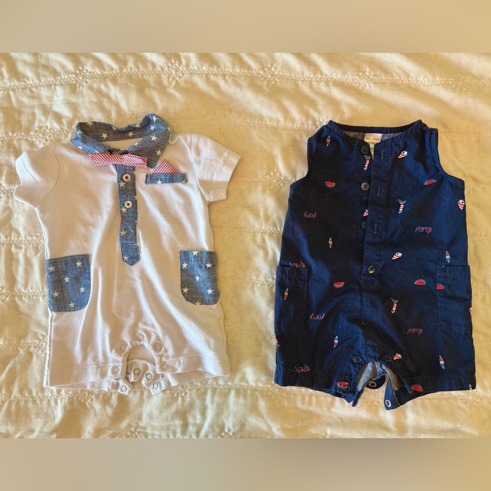 Baby Rompers Patriotic Set of 2, 0-3 Months